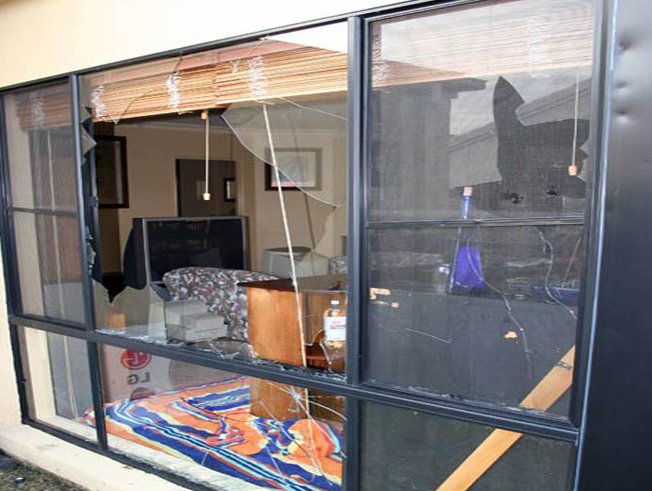 Broken aluminium window